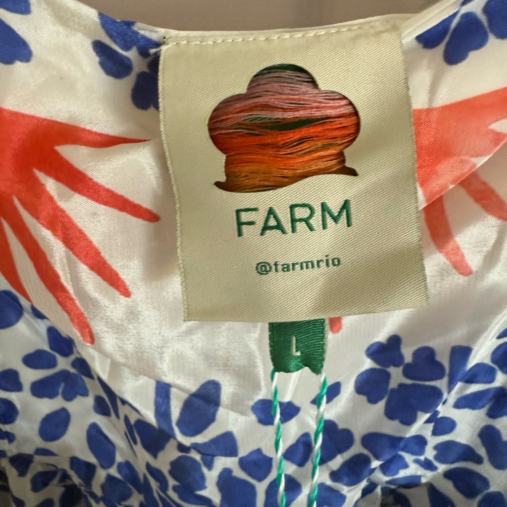 FARM Rio White Maxi Dress with Blue and Orange Botanical Motif - Picture 10 of 14